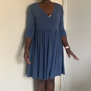 Blue heather jersey skater midi dress